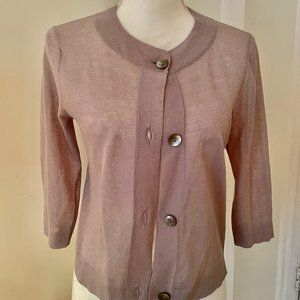 3/4-Sleeve Pearl-Button Cardigan